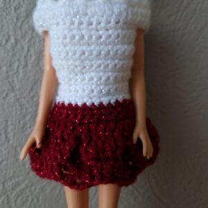 Robe courte rouge et blanche