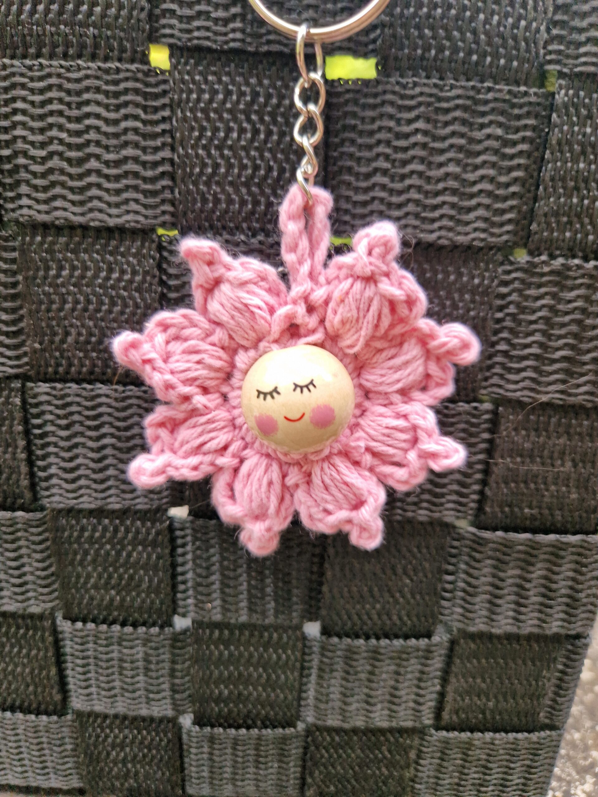 Porte-clé fleur rose
